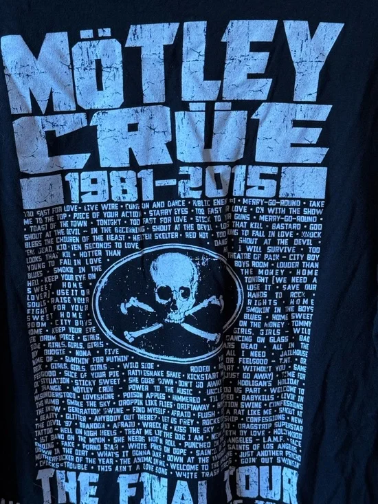 Motley Crue Final Tour Merch Tee T Shirt XL Band Rock 80s Front Back Music - Picture 7 of 10